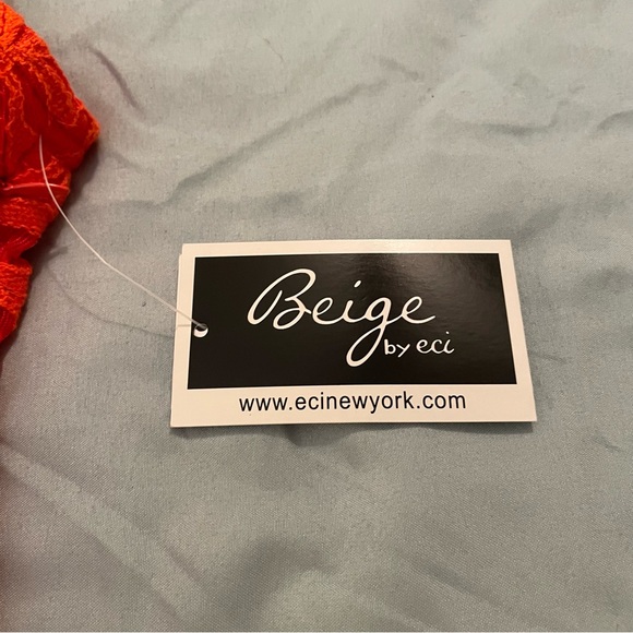 NEW ECI red-orange floral lace v-neck sleeveless blouse women’s size 6 - Picture 9 of 11